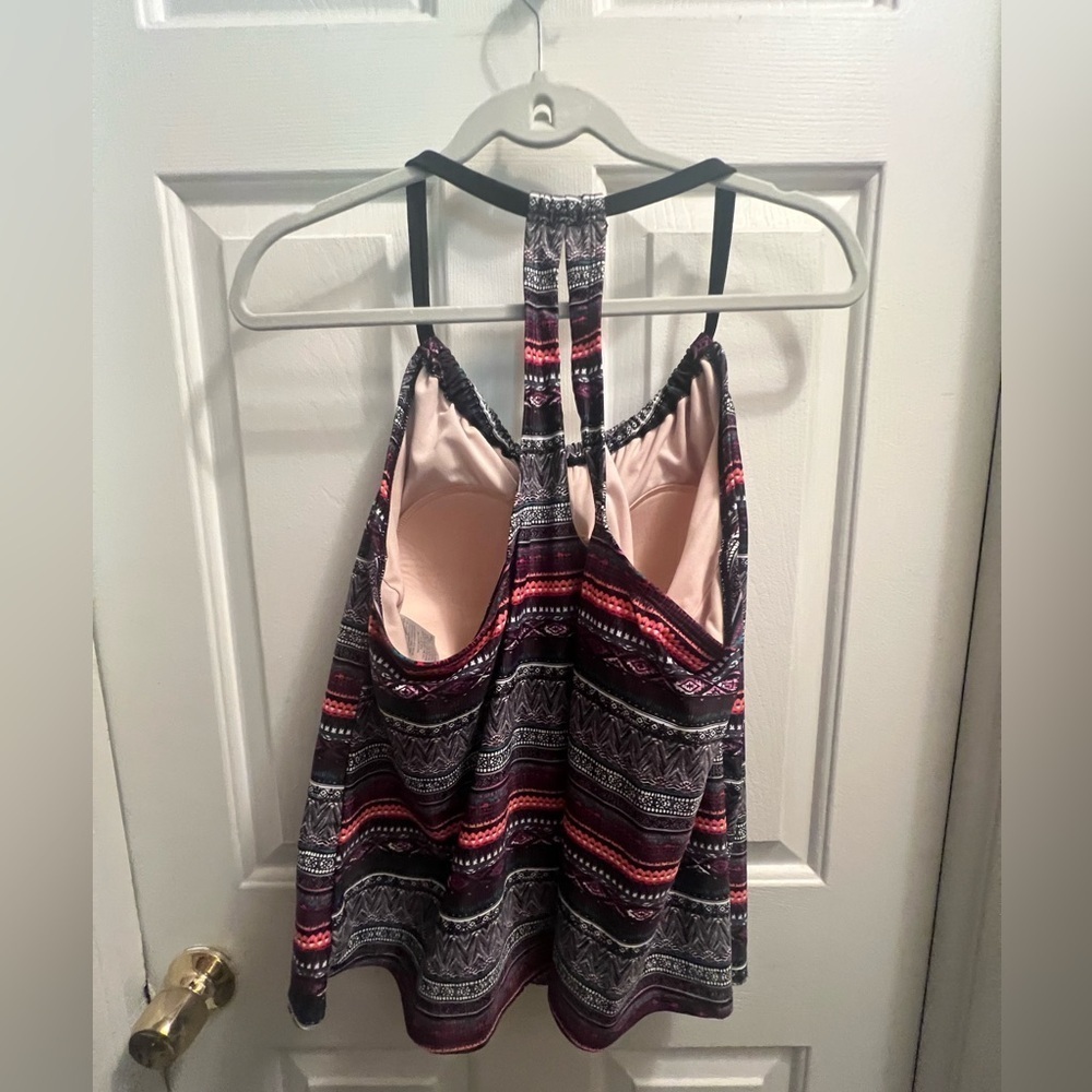 Kona Sol Blue and Red Sleeveless Camisole Swim Top - Picture 3 of 4